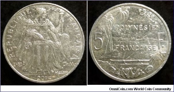 french Polynesia 5 francs. 2014 (I.E.O.M.)
