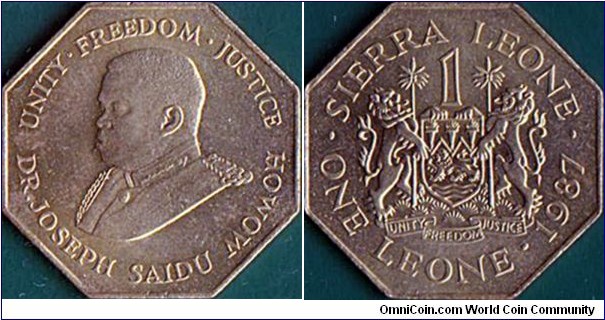 Sierra Leone 1987 1 Leone.