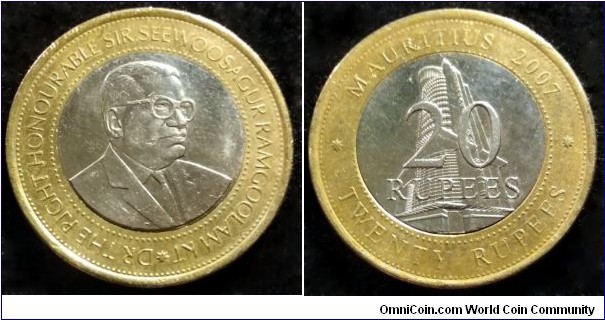 Mauritius 20 rupees.
2007