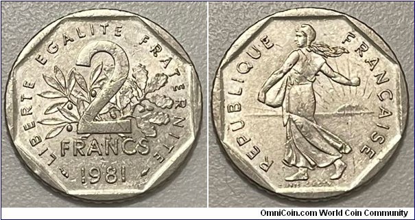 2 Francs (5th French Republic // Nickel 7.5g)