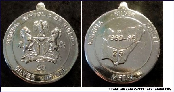 Nigeria - Medal commemorating 25th Anniversary of Independence.