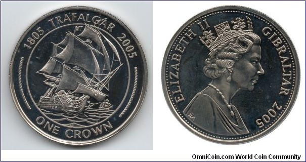 1 Crown. 1805 Trafalgar 2005, 200th Anniversary of the Battle