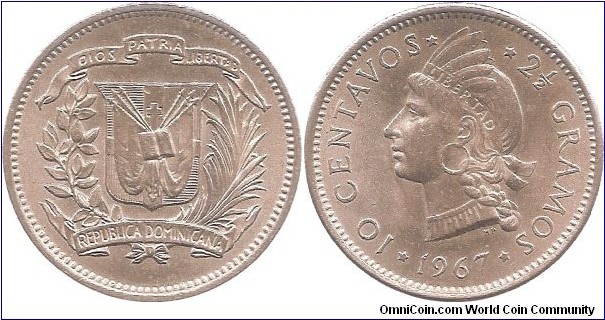 10 Centavos 1967 Dominican Republic
