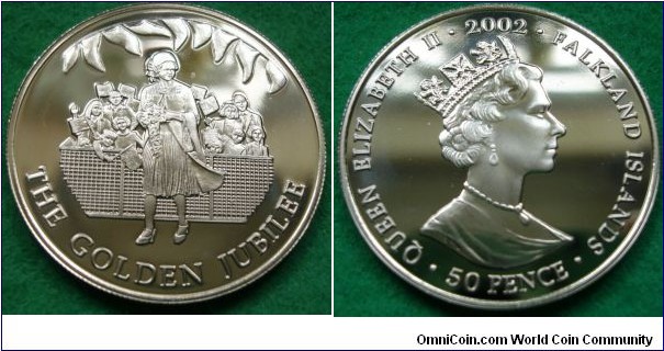 2002 Falkland Islands 50p. The Golden Jubilee Queen on walkabout