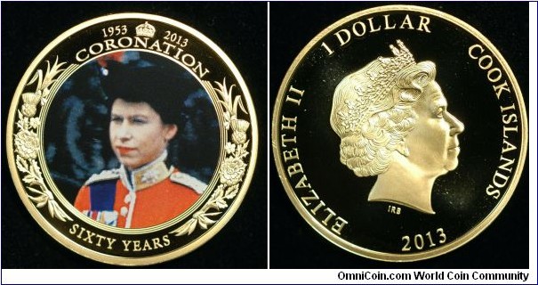 $1 60th Anniversary of the Coronation 1953-2013. Young Queen In Ceremonial Uniform