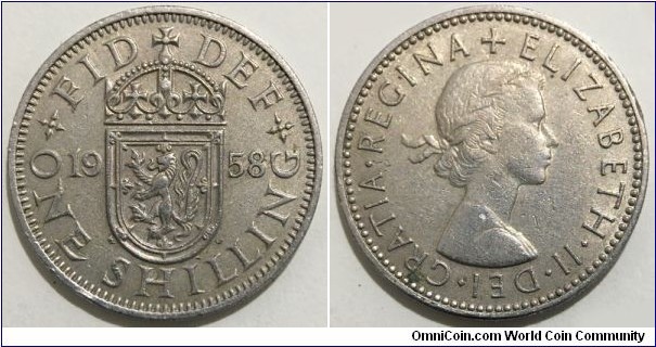 1 Shilling (United Kingdom / Queen Elizabeth II // Copper-Nickel)