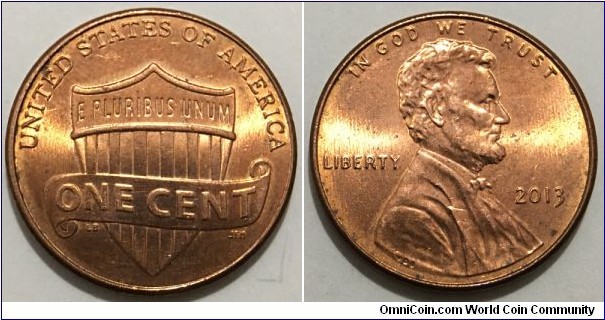 1 Cent (Federal State - USA / Lincoln Cent - Shield Reverse // Copper plated Zinc)
