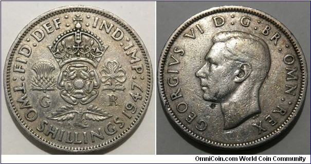 2 Shillings (United Kingdom / King George VI / Copper-Nickel)