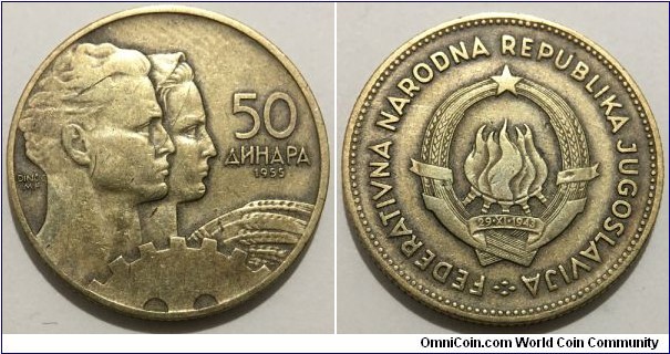 50 Dinara (Federal People's Republic
of Yugoslavia // Federation Dinar // Aluminium-Bronze)