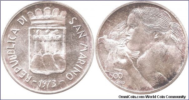 500 Lire 1973 San Marino