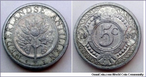 Netherlands Antilles 5 cents. 1989