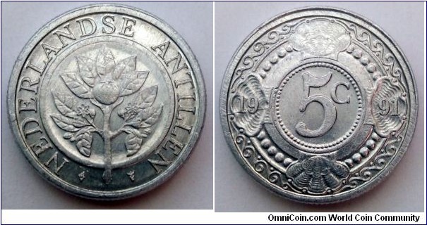 Netherlands Antilles 5 cents. 1991