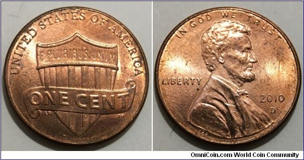 1 Cent (Federal State - USA / Lincoln Cent - Shield Reverse // Copper plated Zinc) 	