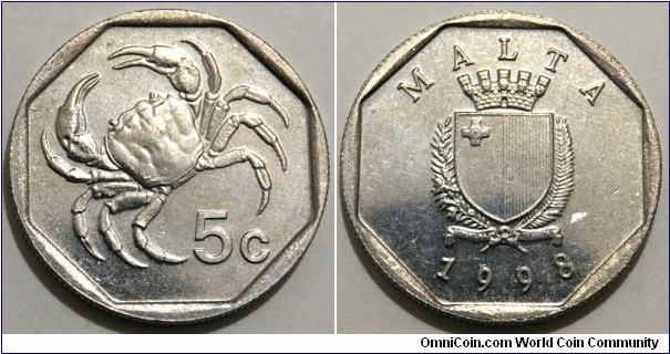 5 Cents (Republic of Malta // Copper-Nickel)
