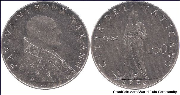 50 Lire 1964 Vatican