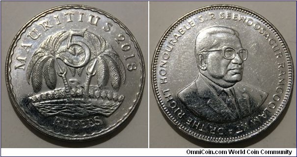 5 Rupees (Republic of Mauritius // Nickel plated Steel)