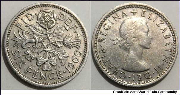 6 Pence (United Kingdom / Queen Elizabeth II // Copper-Nickel)