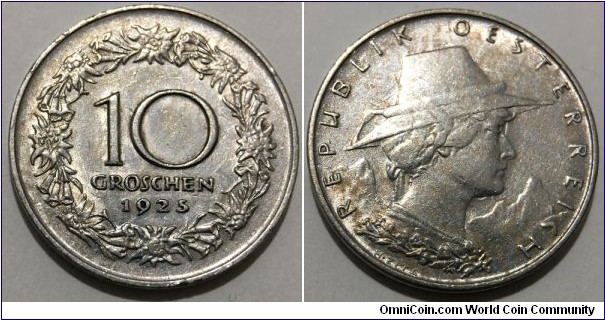 10 Groschen (1st Republic of Austria // Copper-Nickel)