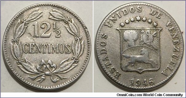 12½ Centimos (United States of Venezuela / El Trienio Adeco 1945-1948 // Copper-Nickel 75/25)