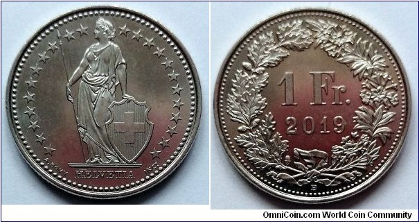 Switzerland 1 franc.
2019 B