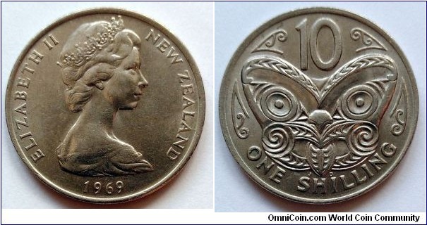 New Zealand 10 cents (1 shilling) 1969