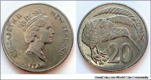 New Zealand 20 cents.
1986