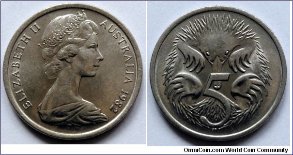 Australia 5 cents. 
1982 (II)