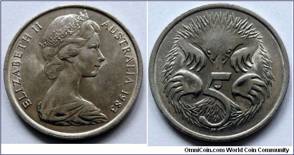 Australia 5 cents.
1983