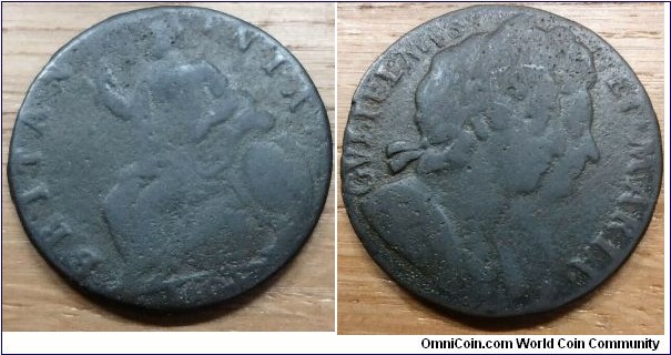 William and Mary halfpenny
