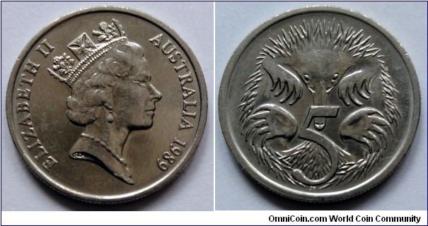 Australia 5 cents.
1989