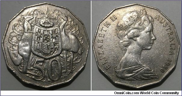 50 Cents (Commonwealth of Australia / Queen Elizabeth II // Copper-Nickel 75/25)
