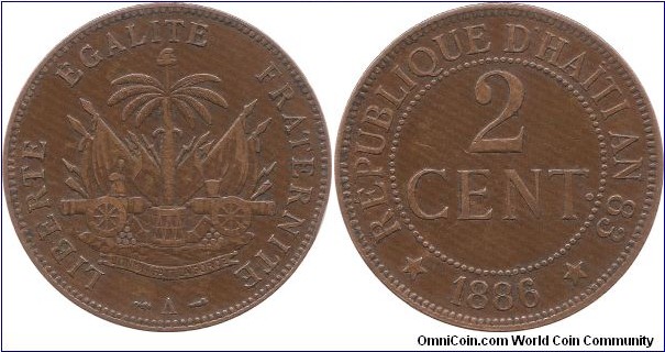 2 Centimes 1886 Haiti