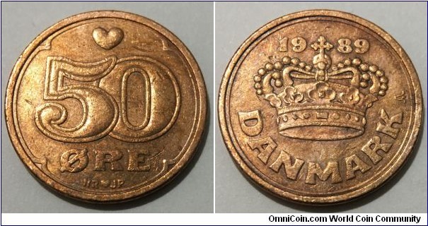 50 Ore (Kingdom of Denmark / Queen 	Margrethe II // Bronze 4.3g)