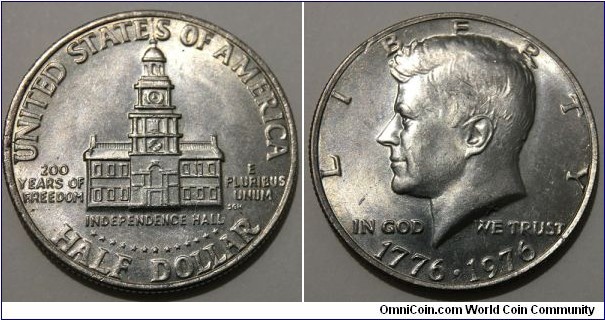 1/2 Dollar (Federal State - USA / Bicentenary of the United States Declaration of Independence 1776-1976 // Copper-Nickel plated Copper)