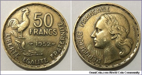 50 Francs (4th French Republic // Copper-Aluminium 91/9)