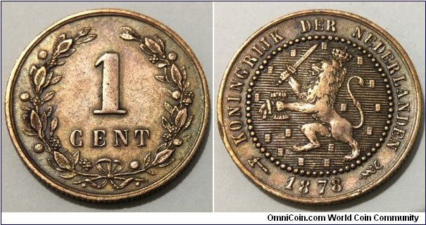 1 Cent (Kingdom of the Netherlands / King William III // Bronze 2.5g)