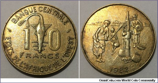 10 Francs (West African States / FAO // Aluminium-Bronze)