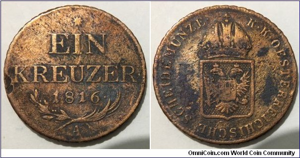1 Kreuzer (Austrian Empire / Emperor Francis I // Copper 8.69g)