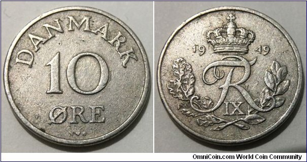 10 Ore (Kingdom of Denmark / King Frederick IX // Copper-Nickel)
