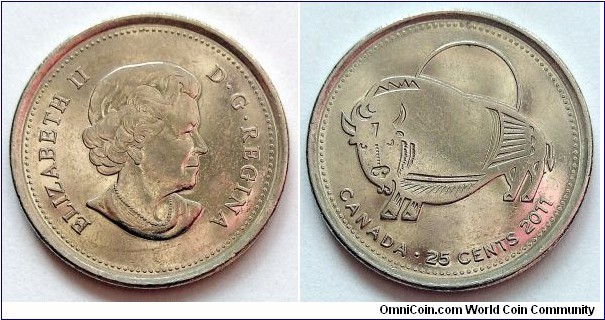 Canada 25 cents. 2011, Canada's Legendary Nature - Wood Bison.