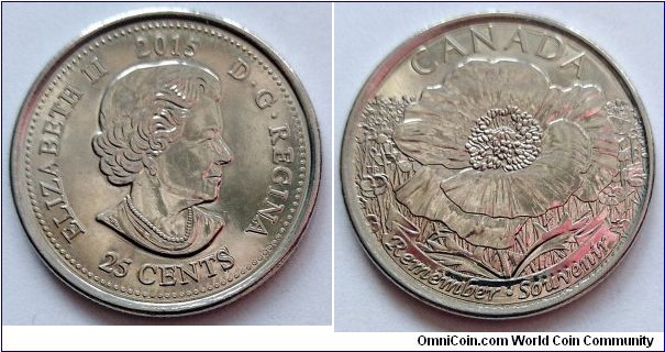 Canada 25 cents. 2015, 100th Anniversary of 