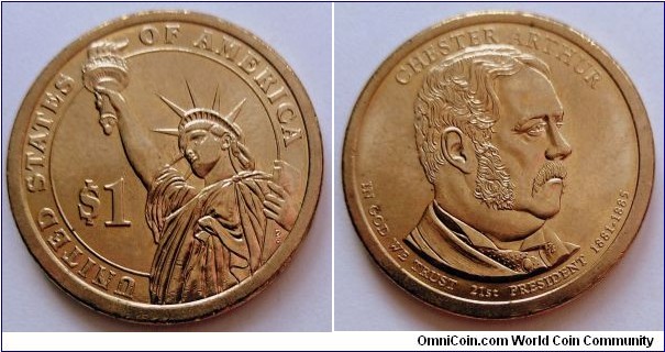 2012 P Presidential dollar - Chester Arthur