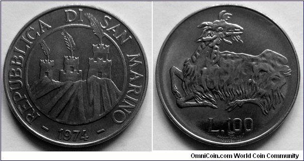 San Marino 100 lire.
1974