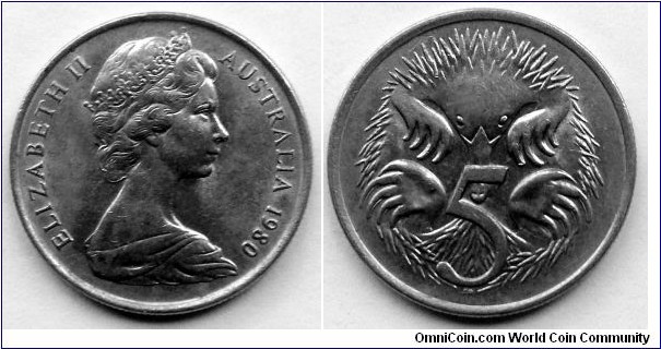 Australia 5 cents.
1980