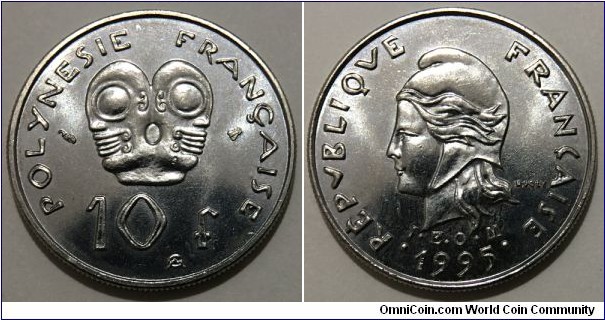 10 Francs (French Polynesia - Overseas Territory // Nickel 6g / Mintage: 540.000 pcs)