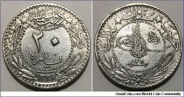 20 Para (Ottoman Empire / Sultan Mehmed V Resad // Nickel 4.1g)