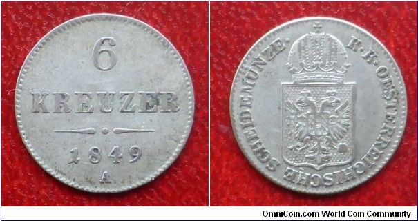 6 Kreuzer Mint Mark A=Vienna