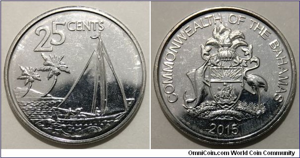 25 Cents (Commonwealth of the Bahamas / Queen Elizabeth II // Nickel plated Steel)