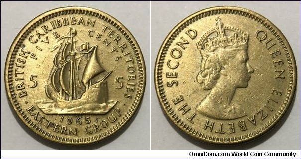 5 Cents (British Caribbean Territories - Eastern Group / Queen Elizabeth II // Nickel Brass) 	