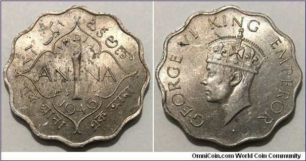 1 Anna (British India / King George VI // Copper-Nickel)